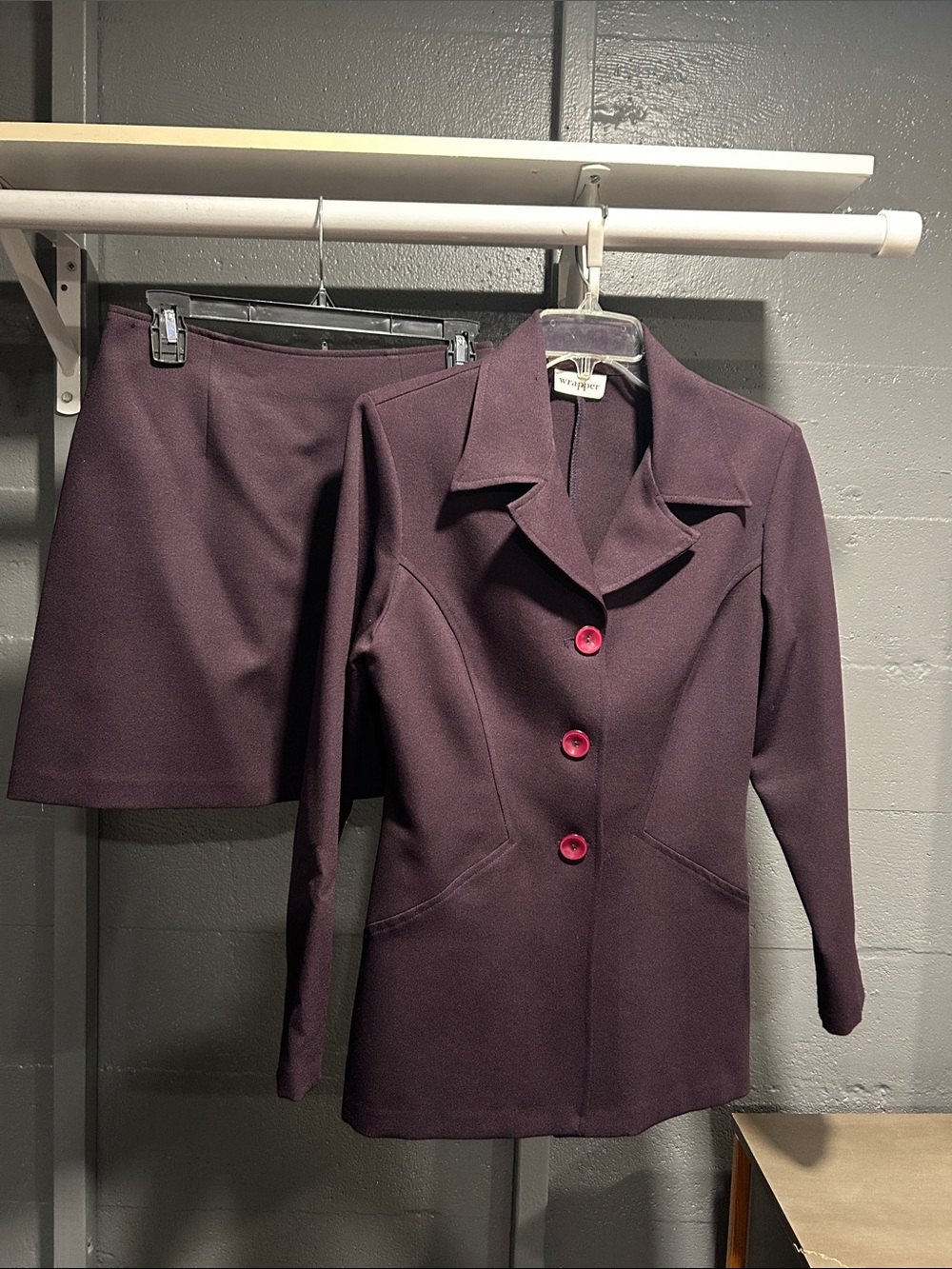 Wrapper Plum Blazer and Skirt Set
